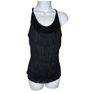 Joseph Ribkoff Black Fringe Tank Top Size 2 XS Party Dance Flapper Style‎ Canada